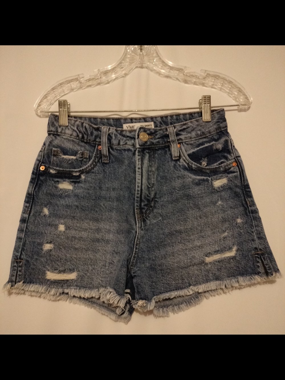 YMI '80s Denim Distressed High-Waist Shorts - Size S